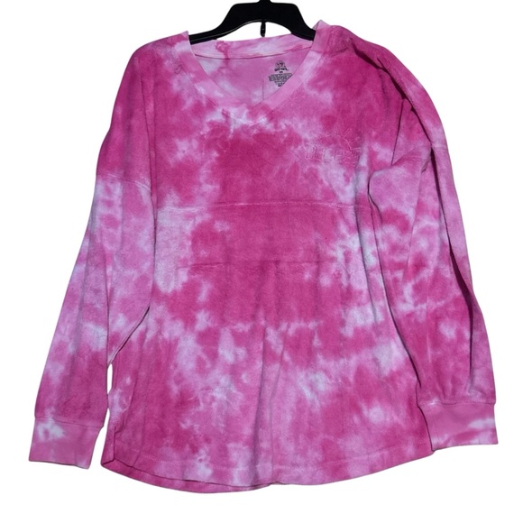 BUC-EES Long Sleeve Pink Tie-Dye Oversized Terry Cloth Pullover XS - Picture 1 of 10
